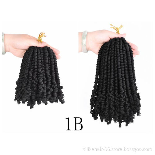 6-8inch Pre-twisted Spring bomb Twists Crochet Braids Synthetic Braiding Hair Extension Bob Spring short Twist  styles Hair